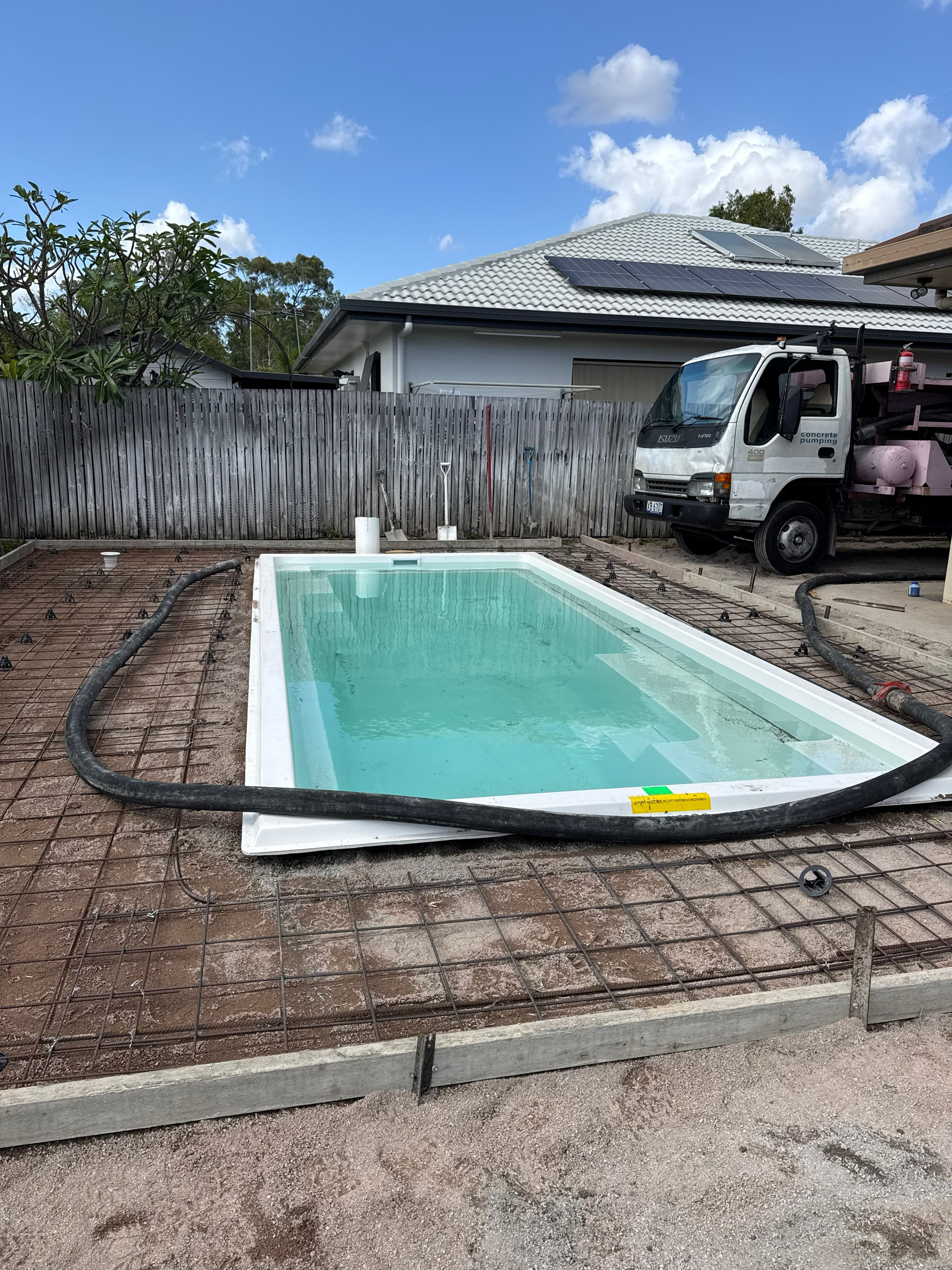 Pool surround concrete pour with reo mesh